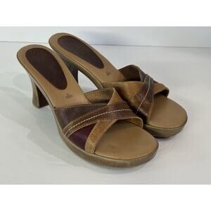 Vintage 90's Fioni Patchwork Brown Leather Heels Size 8 (fits 7.5)